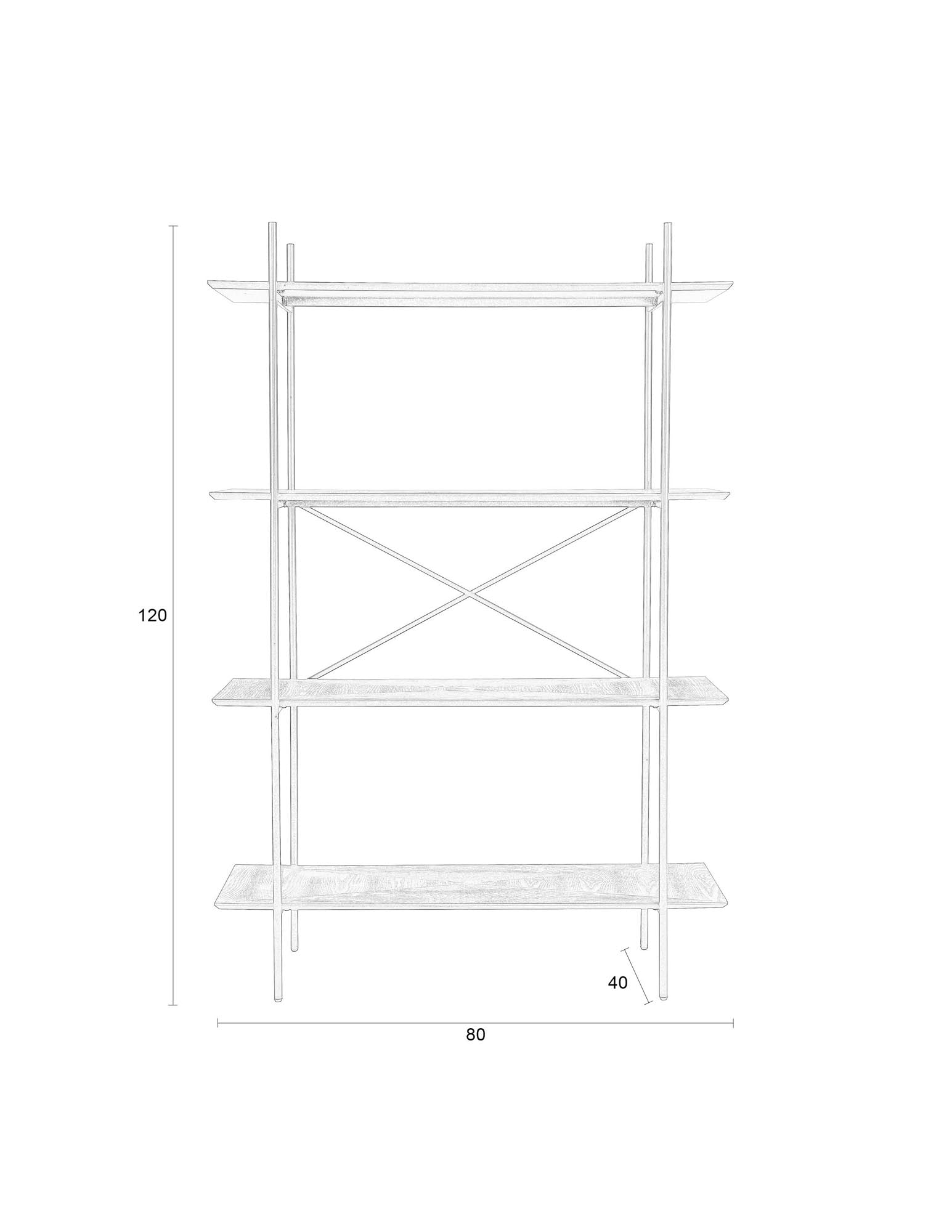 Modernes Regal aus robustem MDF und Metall, stilvoll und funktional. Bietet viel Stauraum für Bücher und Deko, passt in jeden Raum.