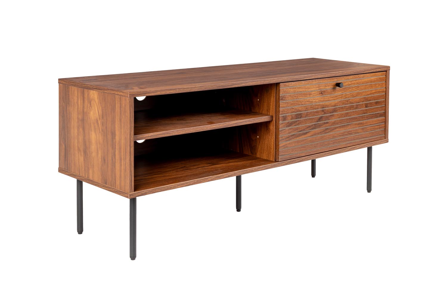 Elegantes Sideboard mit Streifendesign, pflegeleichter Oberfläche und grosszügigem Stauraum. Ideal für moderne Wohnräume.