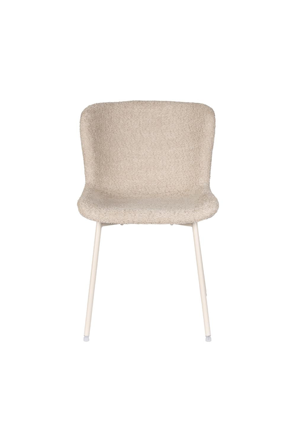 Moderner Stuhl Marion in Off White, stilvoller Bouclé-Bezug.