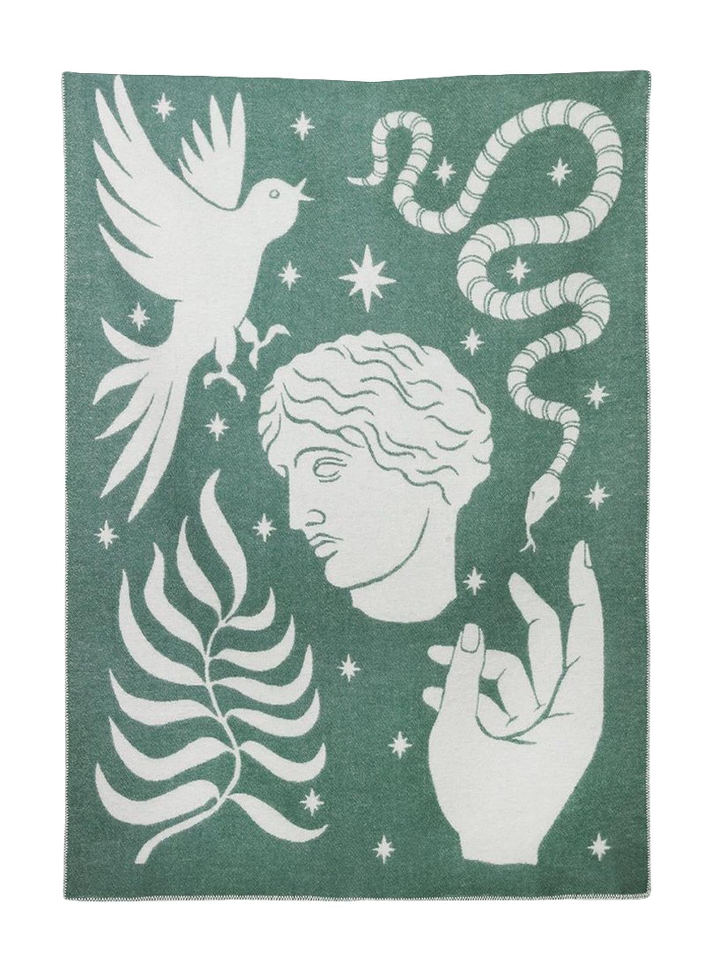 Entdecken Sie die Wolldecke Mythos One von ZigZagZurich – ein Kunstwerk aus neuseeländischer Wolle, inspiriert von der griechischen Mythologie. Ideal für stilvolle Wärme.