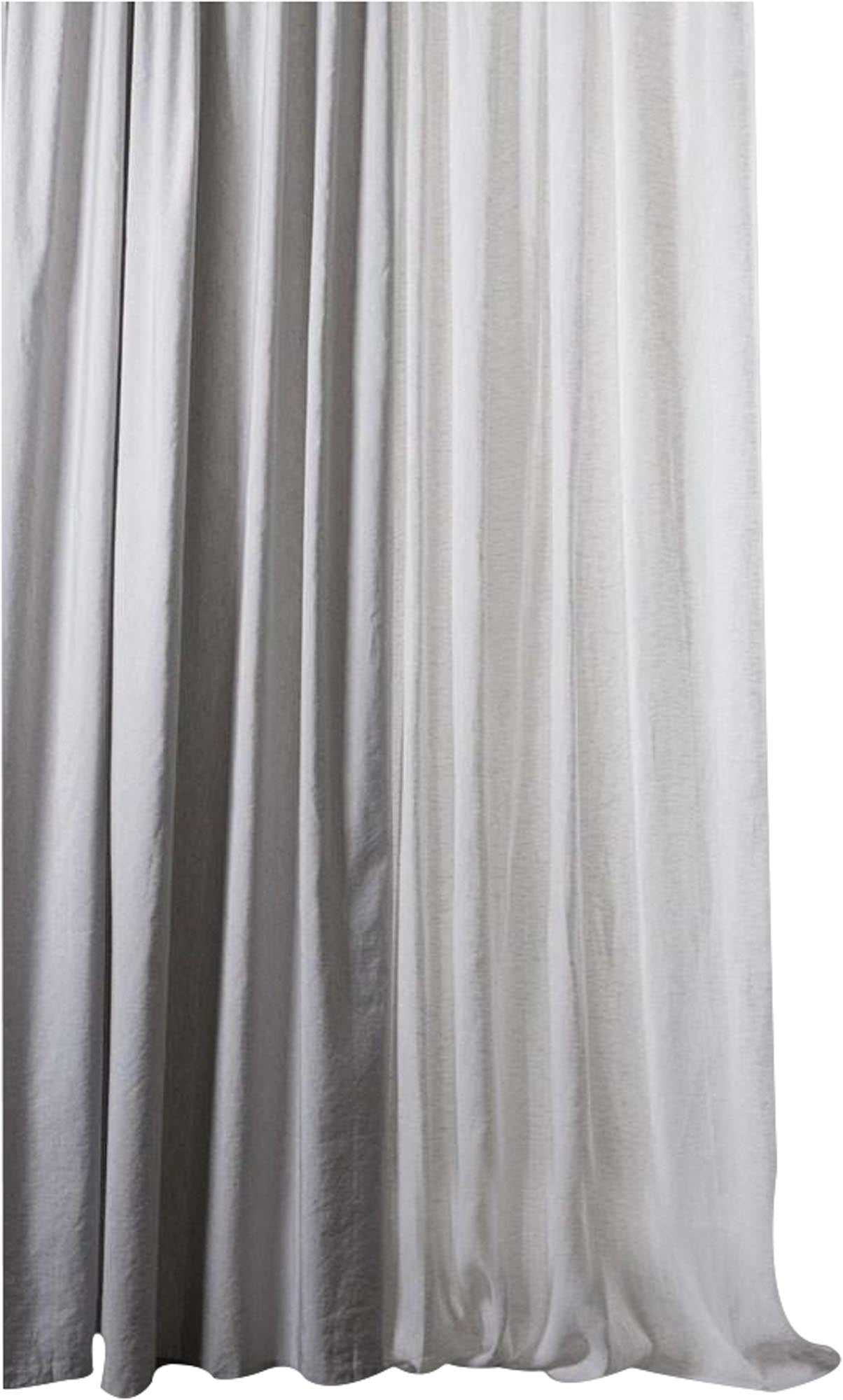 Eleganter Azura Vorhang aus 56% Baumwolle und 44% Leinen, mit subtil schimmerndem Gewebe, lichtdurchlässig, aber nicht transparent.