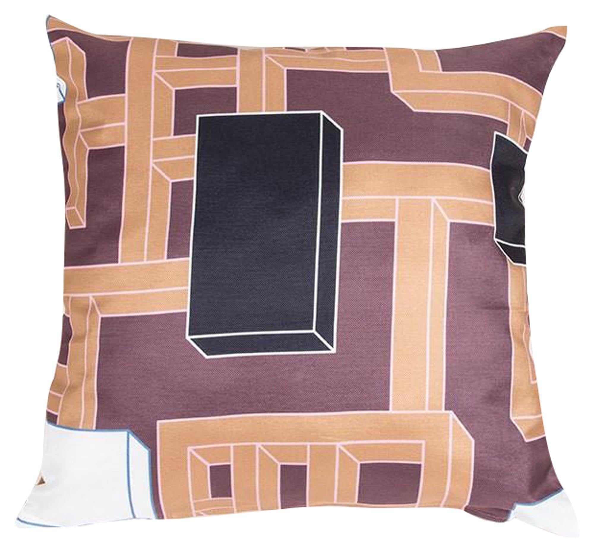 Stylischer Kissenbezug Coopdps Maze in Braun von ZigZagZurich. Hochwertiger Trevira CS Stoff, robust, farbecht und vielseitig einsetzbar.