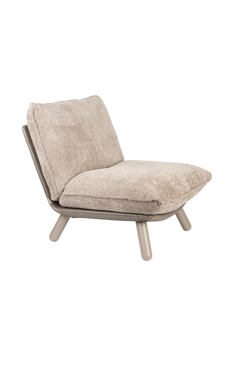 Der Lazy Sack Loungesessel von Zuiver: Eleganz trifft Komfort. Weicher Teddystoff, stabile Holzbeine, ideal zum Entspannen.