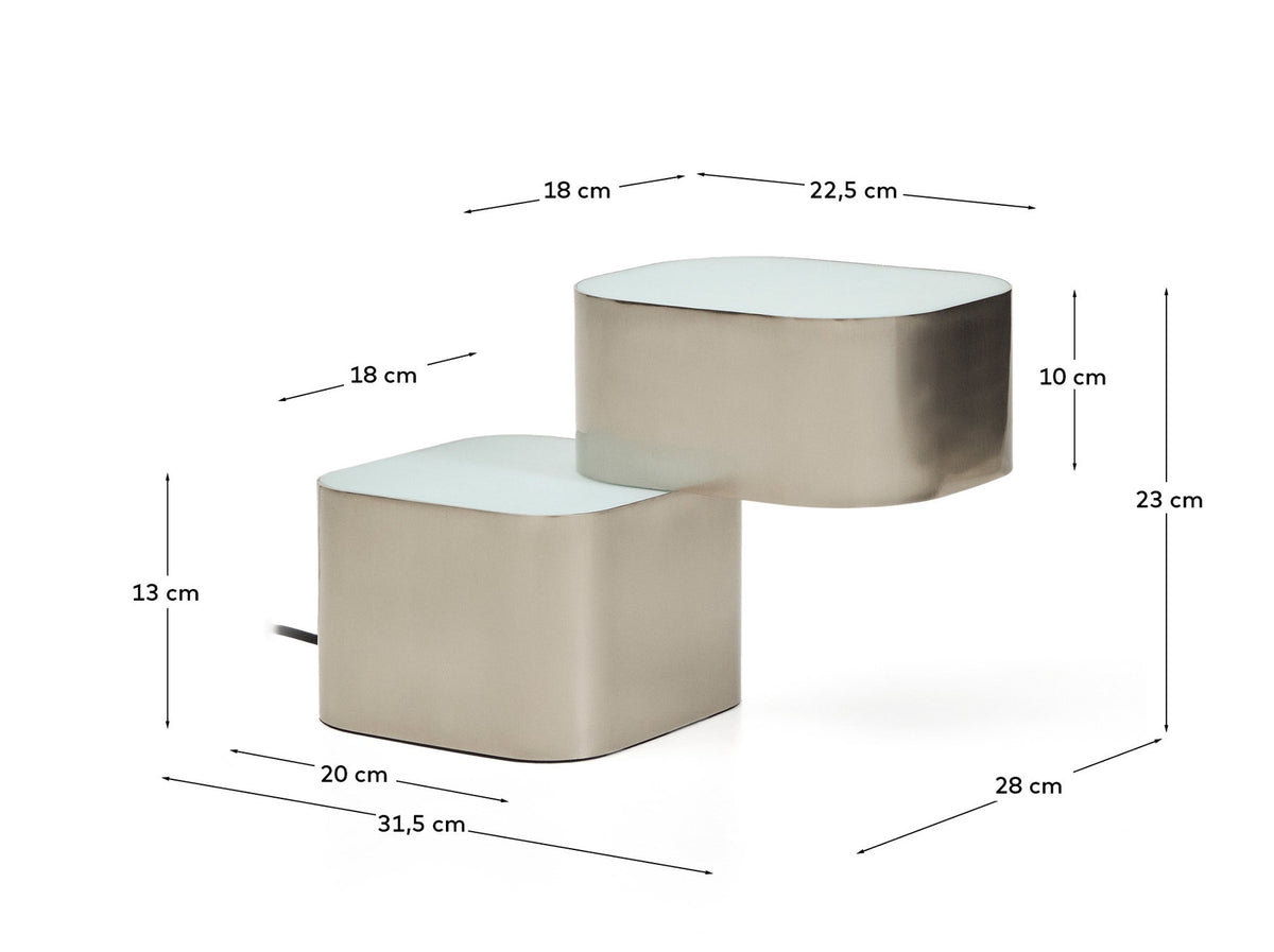 Tischlampe Tandan aus grauem Metall mit gebürstetem Finish in Grau, Weiss präsentiert im Onlineshop von KAQTU Design AG. Tischleuchte ist von Kave Home