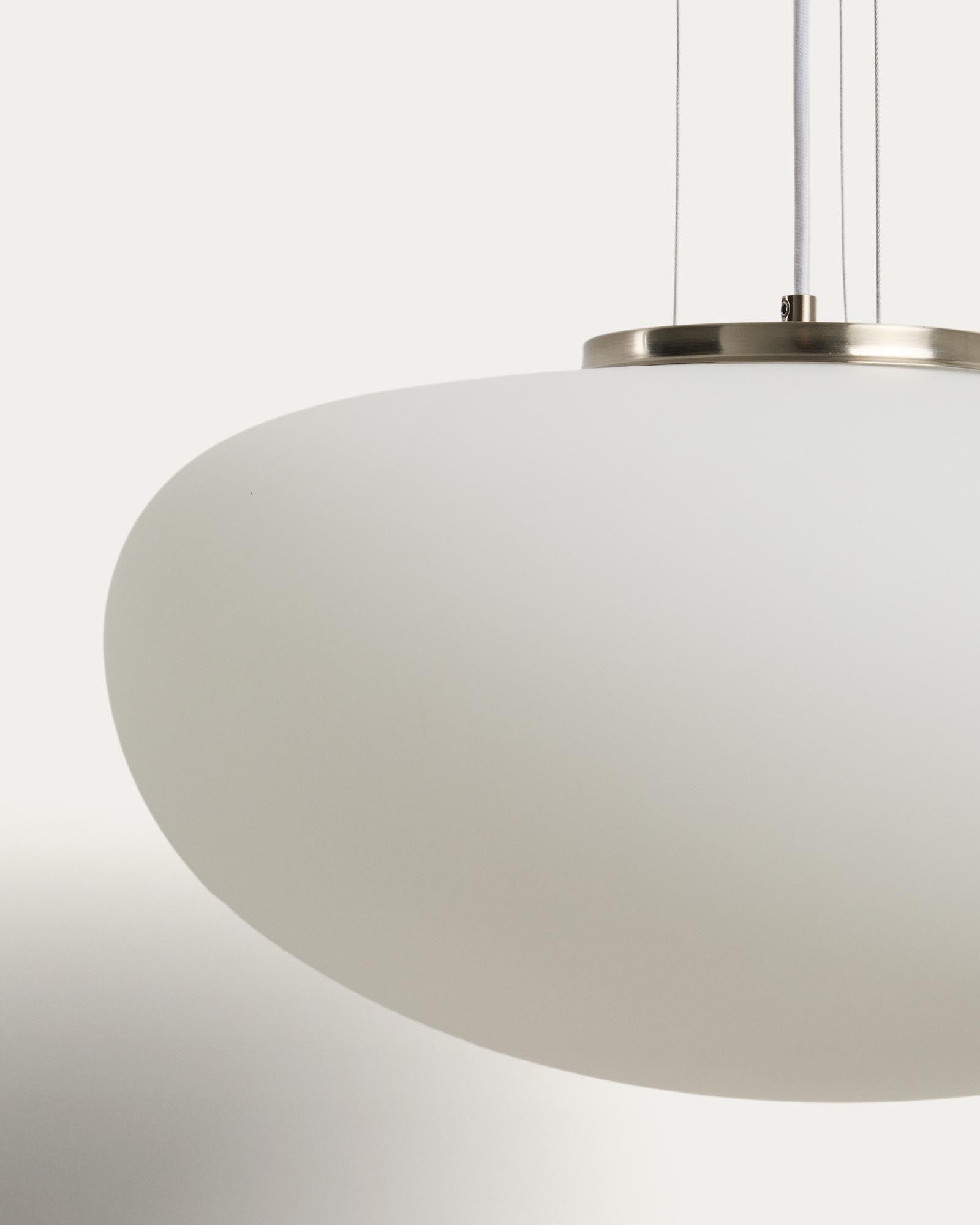 Moderne Deckenleuchte Ardali in Rauchglas und gebürstetem Stahl, Ø 50 cm, perfektes Lichtobjekt für zeitgemäße Inneneinrichtungen.