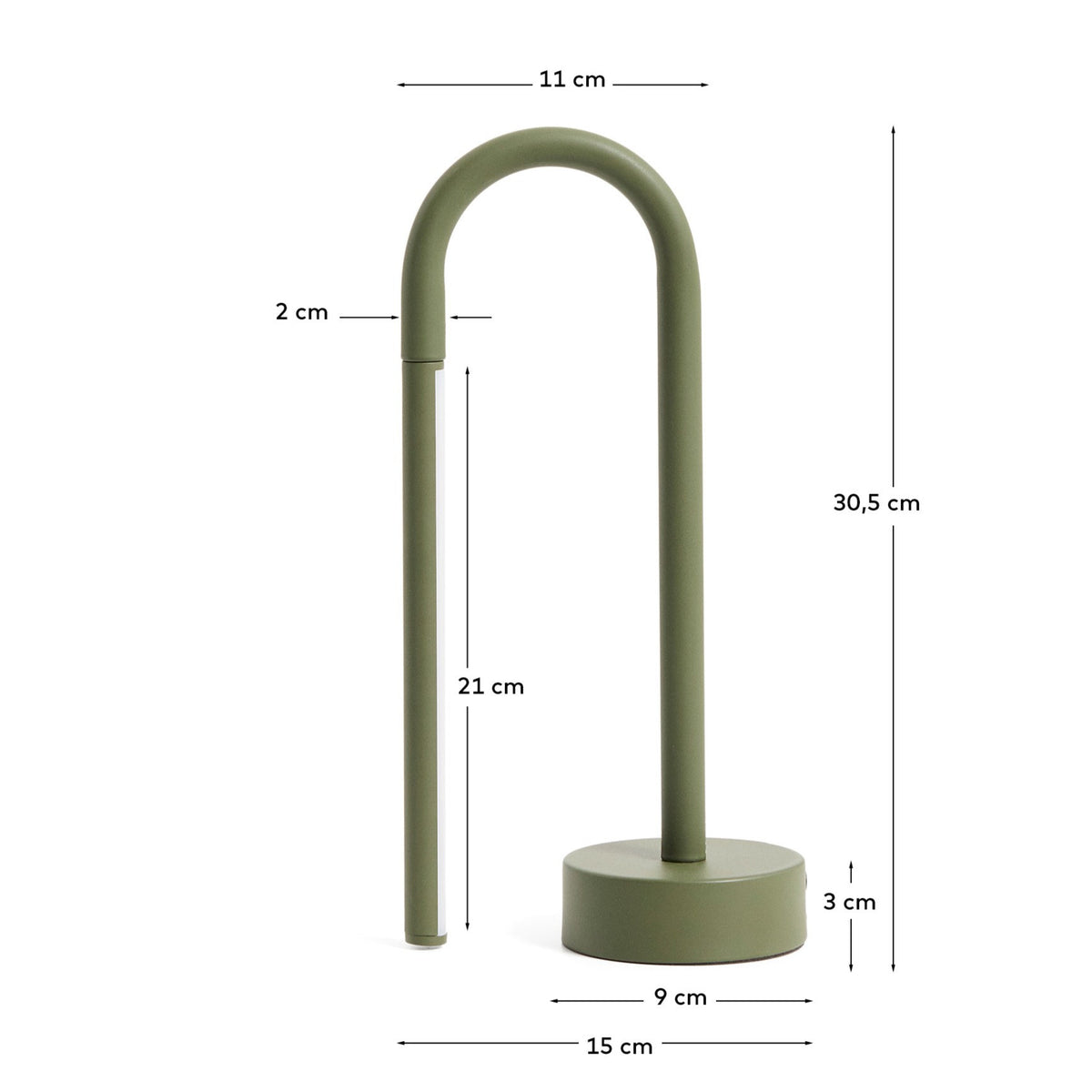Tragbare Tischlampe Bow aus grünem Aluminium in Grün präsentiert im Onlineshop von KAQTU Design AG. Tischleuchte ist von Kave Home