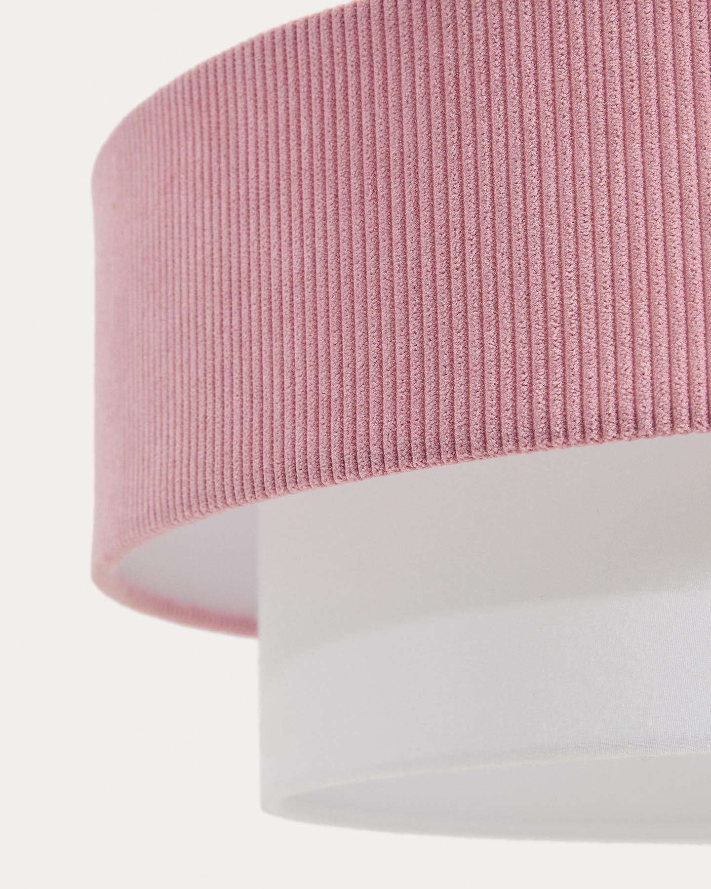 Deckenleuchte Bianella aus Baumwolle und rosafarbenem Cord in Rosa präsentiert im Onlineshop von KAQTU Design AG. Lampenschirm ist von Kave Home