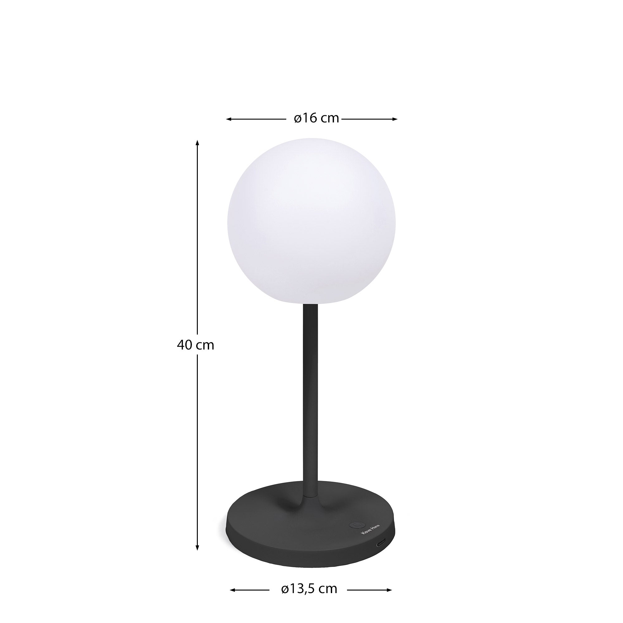 Stilvolle Outdoor Tischlampe Dinesh in elegantem Schwarz, 40 cm hoch. Perfekt für Garten und Terrasse von Kave Home.