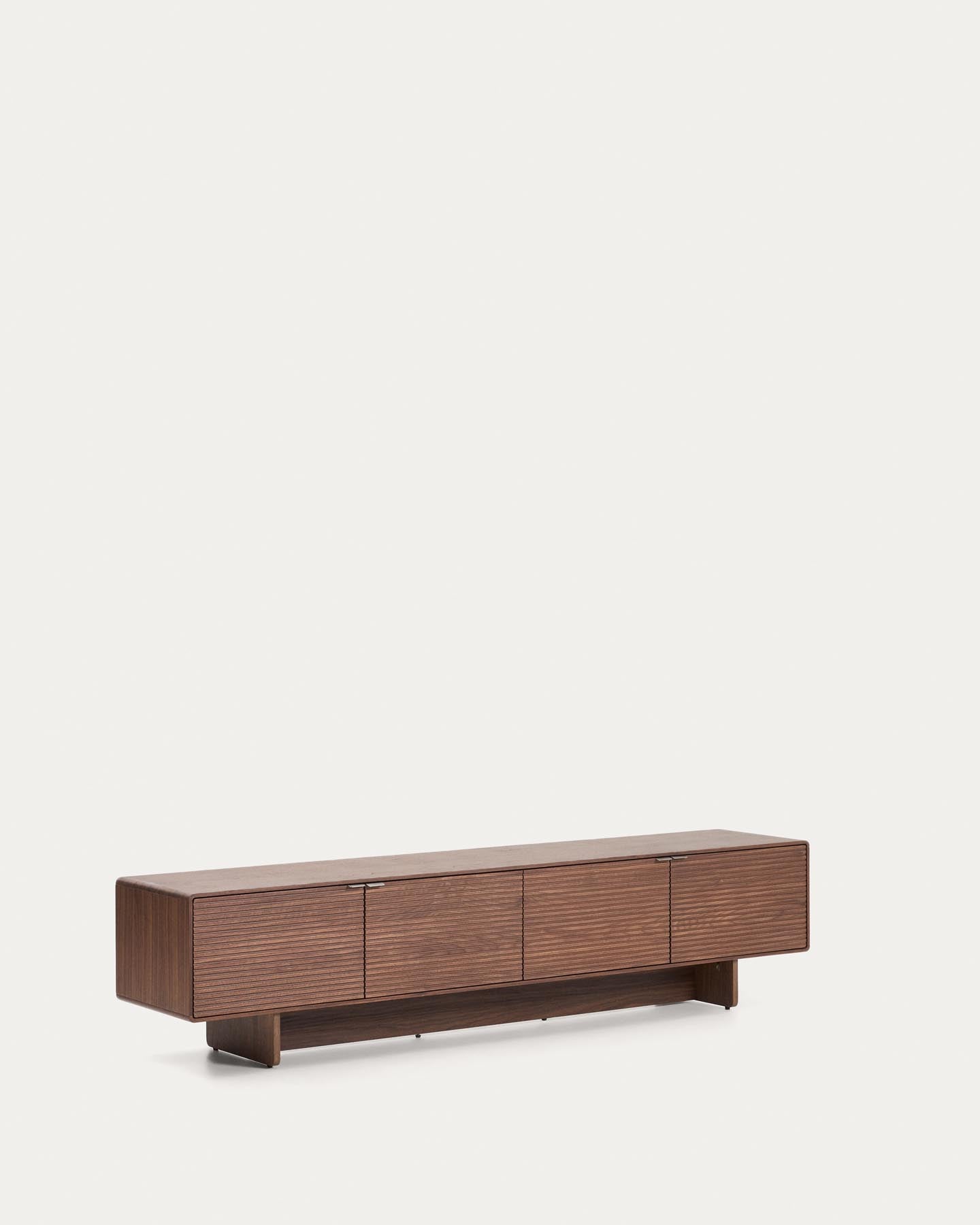 TV-Möbel Norlen mit 4 Türen in Nussbaumfurnier FSC Mix Credit 200 x 46 cm in Dunkelbraun präsentiert im Onlineshop von KAQTU Design AG. TV-Möbel ist von Kave Home