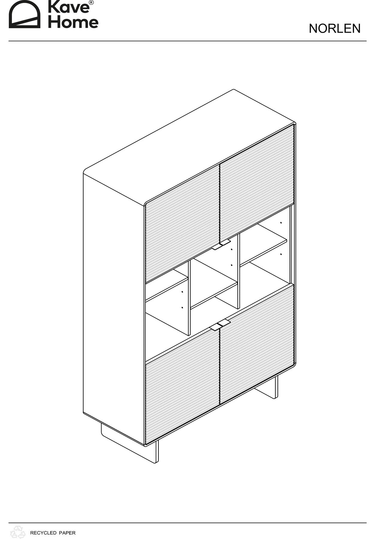 Highboard Norlen mit 4 Türen in Nussbaumfurnier FSC Mix Credit 100 x 163 cm in Dunkelbraun präsentiert im Onlineshop von KAQTU Design AG. Sideboard ist von Kave Home