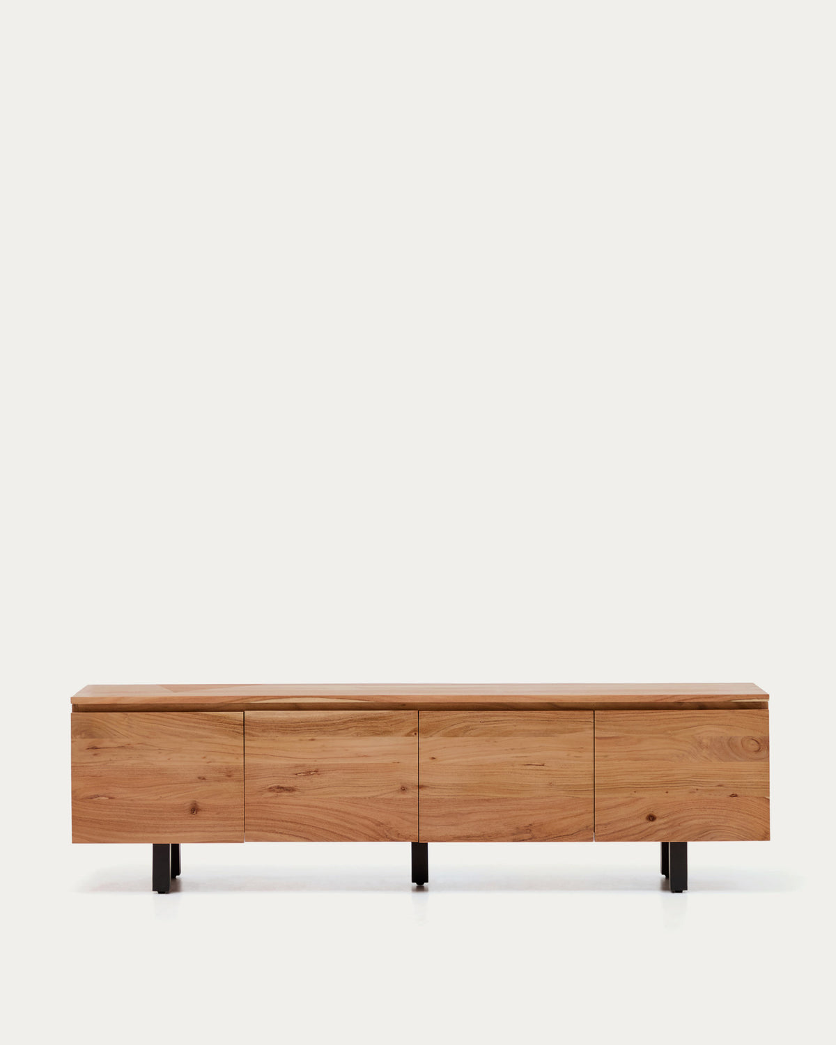 4-türiges TV-Möbel Uxue aus massivem Akazienholz mit gebleichtem Finish 200 x 58 cm in Beige präsentiert im Onlineshop von KAQTU Design AG. TV-Möbel ist von Kave Home
