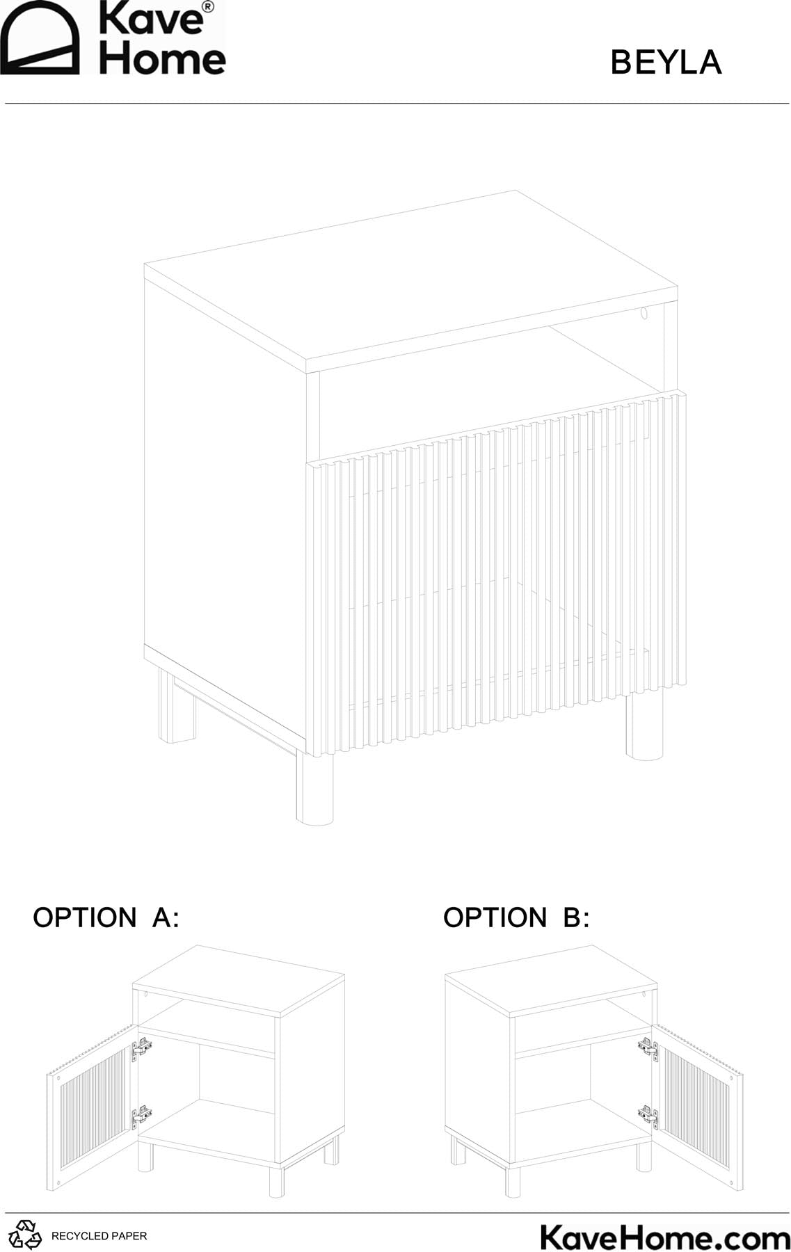 Nachttisch Beyla aus Furnier und Massivholz aus Esche mit nussbaumfarbenem Finish 53 x 62,5 cm FSC 100% in Dunkelbraun präsentiert im Onlineshop von KAQTU Design AG. Beistelltisch ist von Kave Home