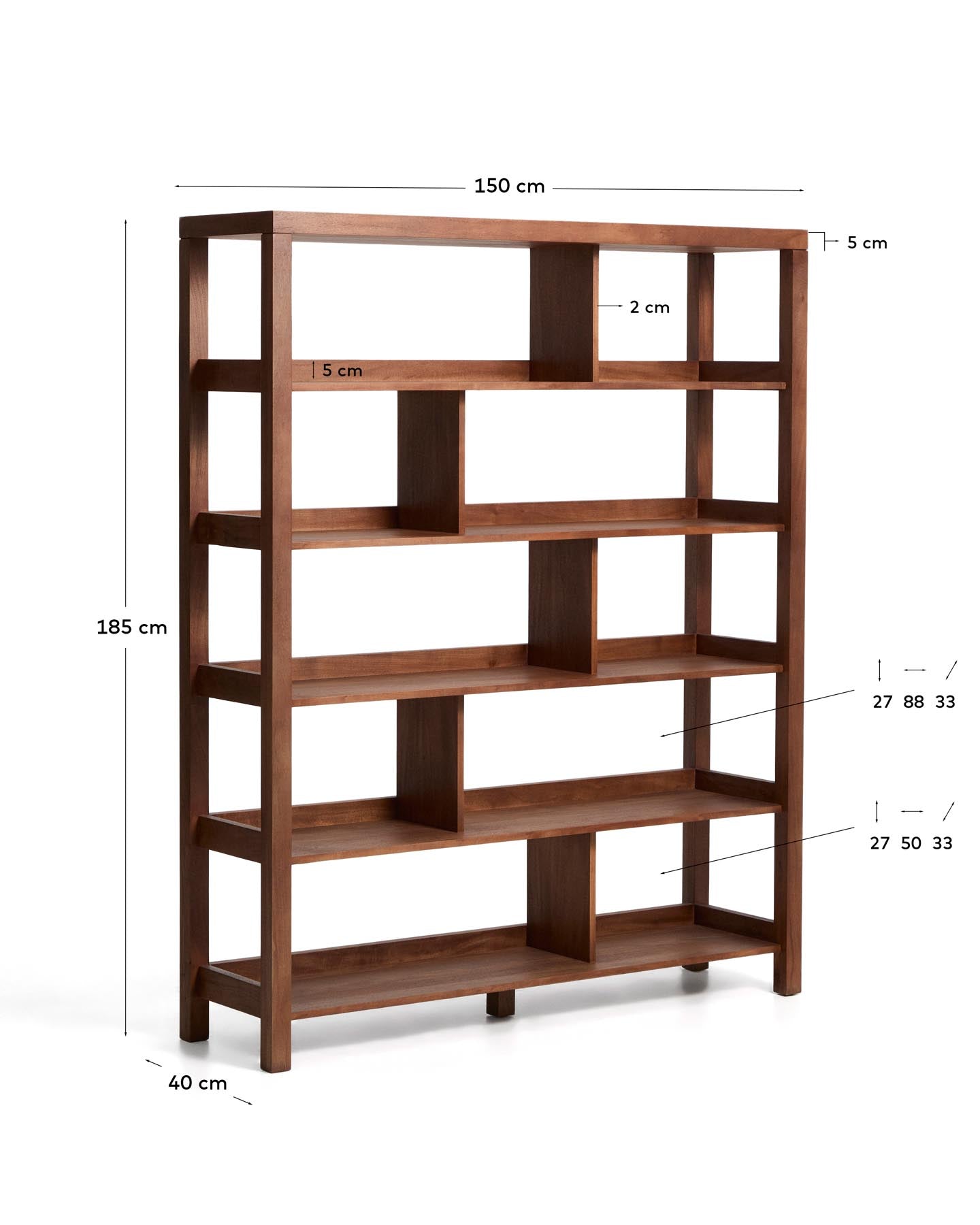 Regal Norani aus massivem Akazienholz und Akazienfurnier 150 x 185 cm in Braun präsentiert im Onlineshop von KAQTU Design AG. Standregal ist von Kave Home