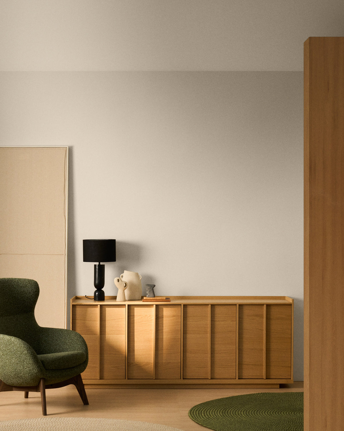 Sideboard Onix aus Eichenfurnier mit Naturton-Finish 200 x 80 cm FSC Mix Credit in Natur präsentiert im Onlineshop von KAQTU Design AG. Sideboard ist von Kave Home