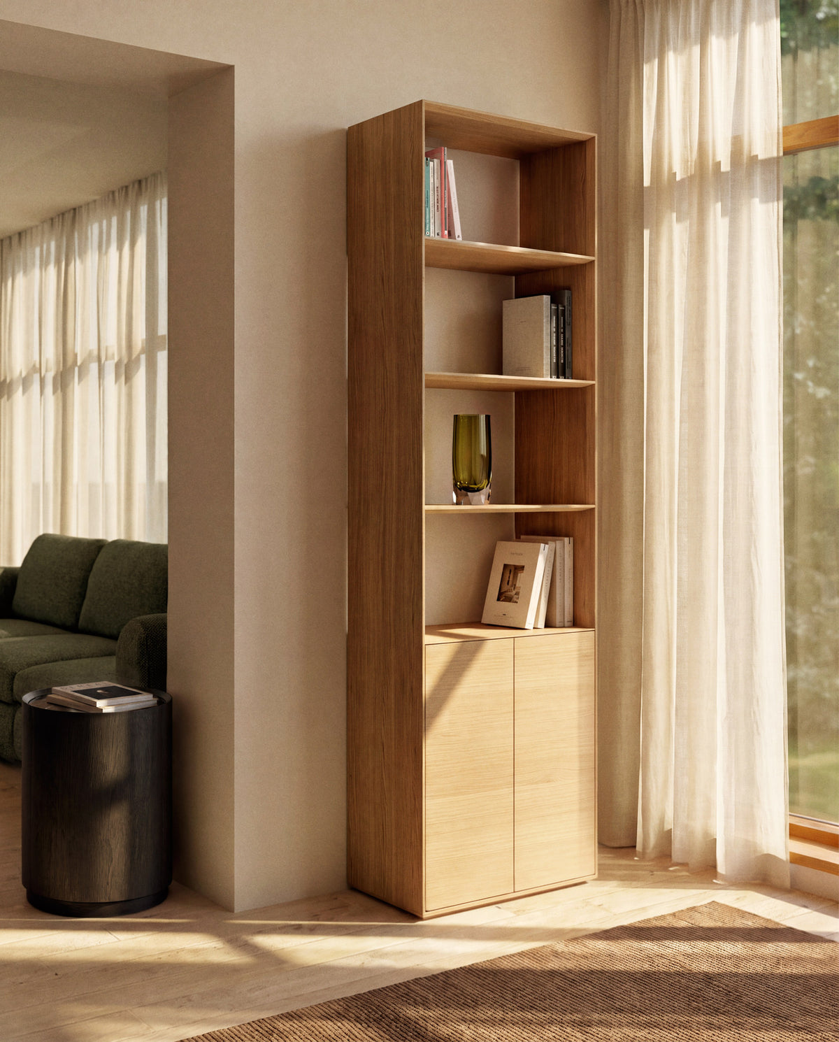 Bücherregal Visala von Kave Home in Hellbraun mit Eichenfurnier, hochformatig
