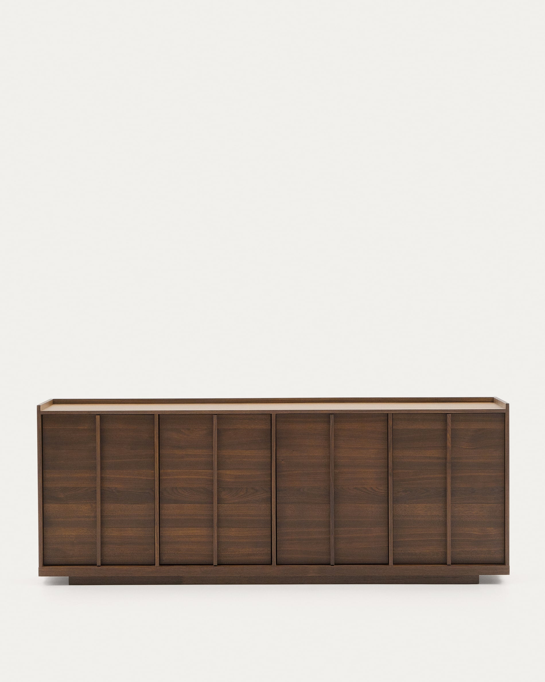 3D-Modell: Elegantes Sideboard Onix, Walnussfurnier, Shoji-inspiriert, 200x80 cm, dunkles Finish, FSC-zertifiziert.
