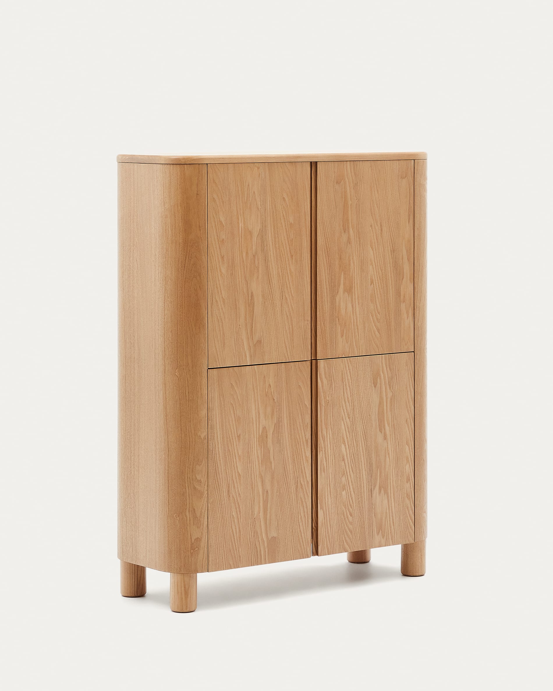 Elegantes Highboard aus Eschenfurnier, 100x134 cm, von Kave Home. Ideal für stilvolle Einrichtung und praktische Aufbewahrung.