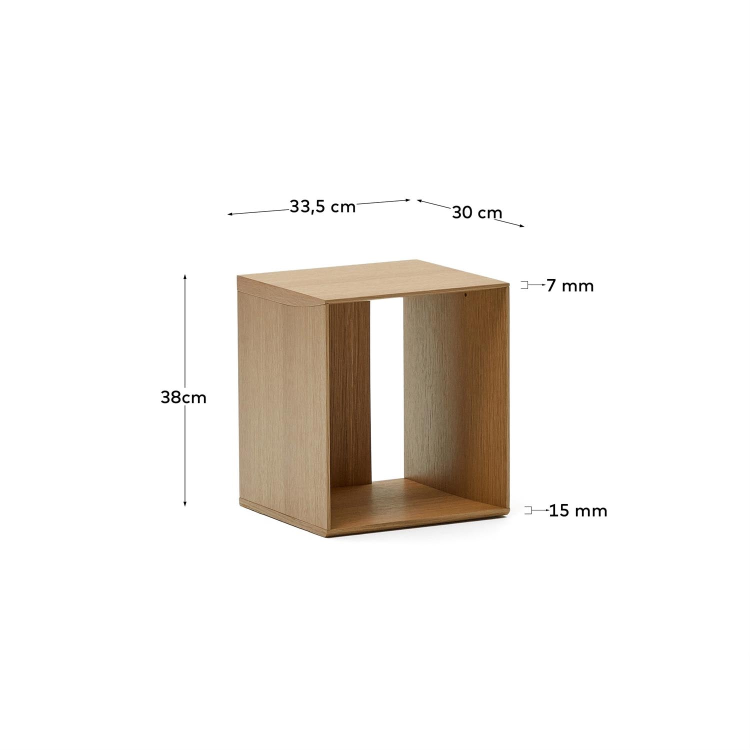 Kompaktes Regalmodul Litto aus Eichenfurnier (34x38 cm) von Kave Home – stilvoll, vielseitig und nachhaltig für jedes Zuhause.