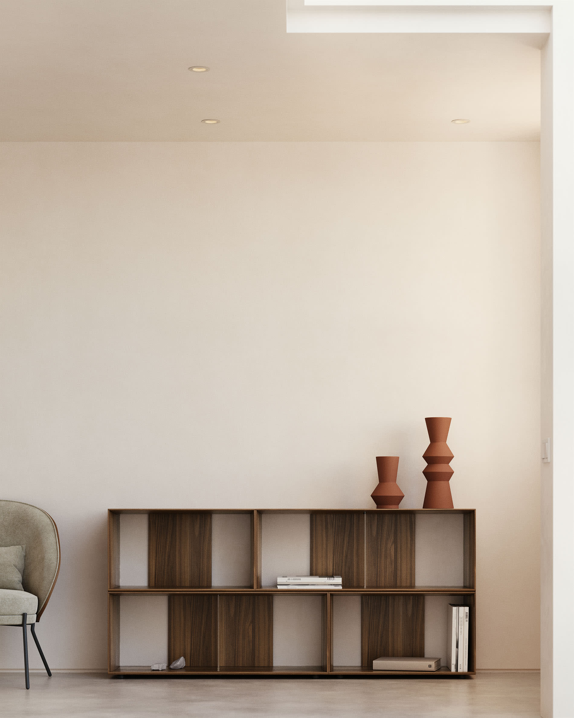 Das Litto Set von Kave Home umfasst 4 modulare Regale aus Eichenfurnier, perfekt für eine elegante und anpassbare Einrichtung.