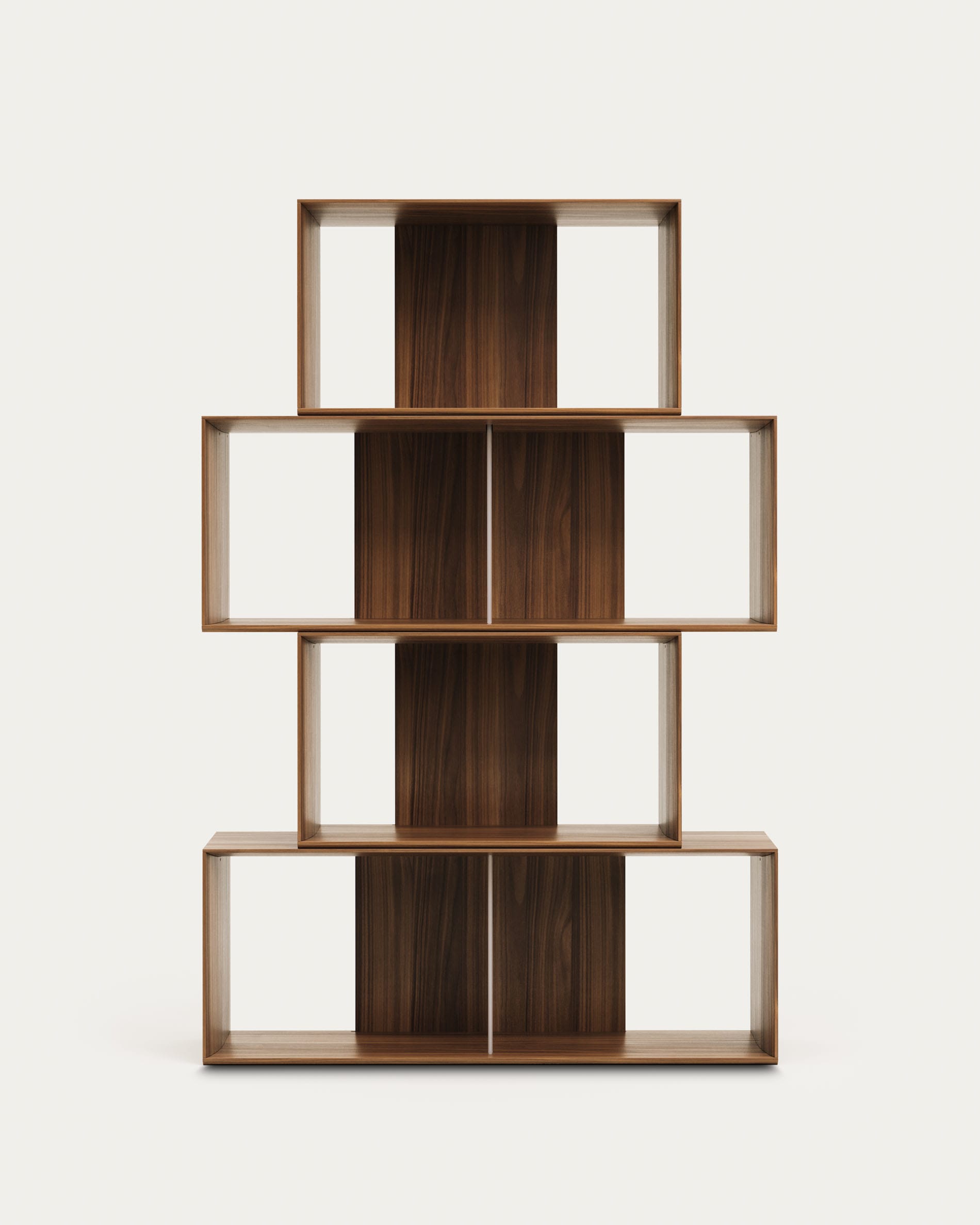 Litto Regalset aus hochwertigem Nussholzfurnier, modular und flexibel, ideal für stilvolle und funktionale Raumgestaltung.