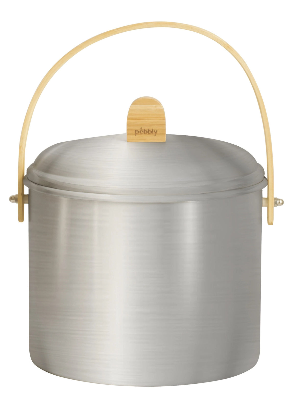 Pebbly Kompostbehälter 7L Edelstahl u. Bambus mit Kohlefilte in Silber präsentiert im Onlineshop von KAQTU Design AG. Aufbewahrungsbehälter ist von Pebbly