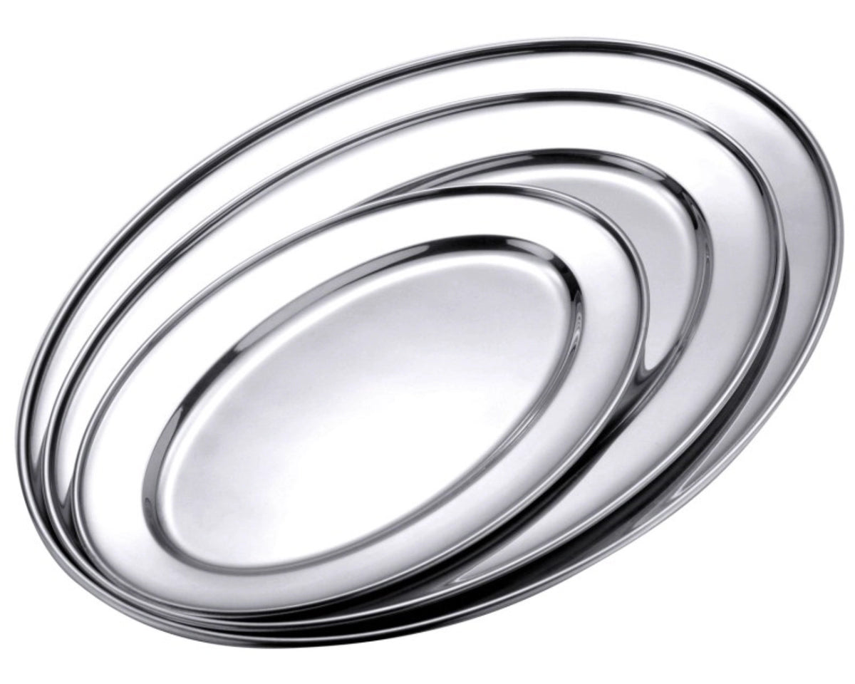 Bratenplatte oval 25x18cm in Silber präsentiert im Onlineshop von KAQTU Design AG. Platte ist von Contacto