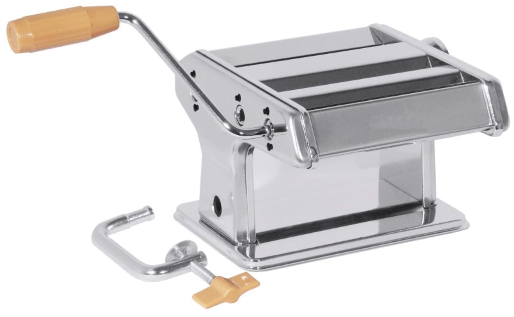 Nudelmaschine, Walzenbreite 14cm,Schnittbreite 1.5mm und 6mm in Silber präsentiert im Onlineshop von KAQTU Design AG. Küchengerät ist von Contacto