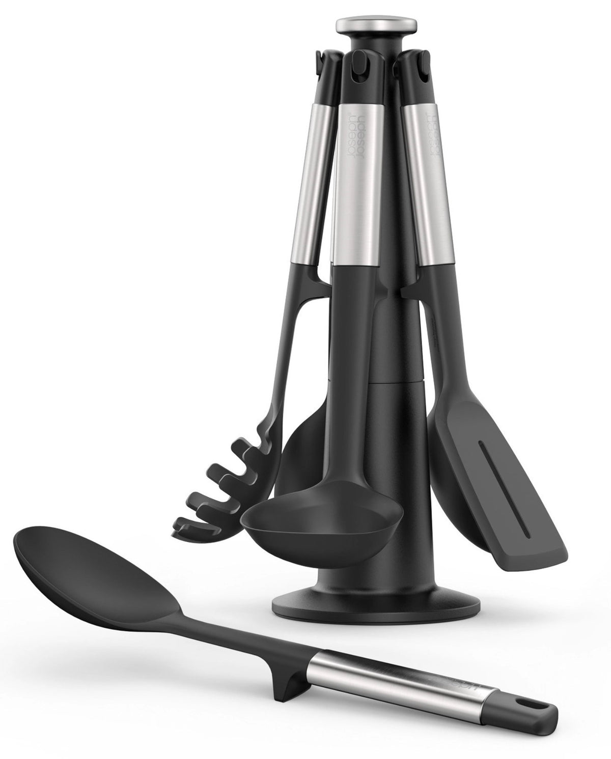 Elevate Karussell 5tlg. Silikon/Stahl in Schwarz präsentiert im Onlineshop von KAQTU Design AG. Kochbesteck ist von Joseph Joseph