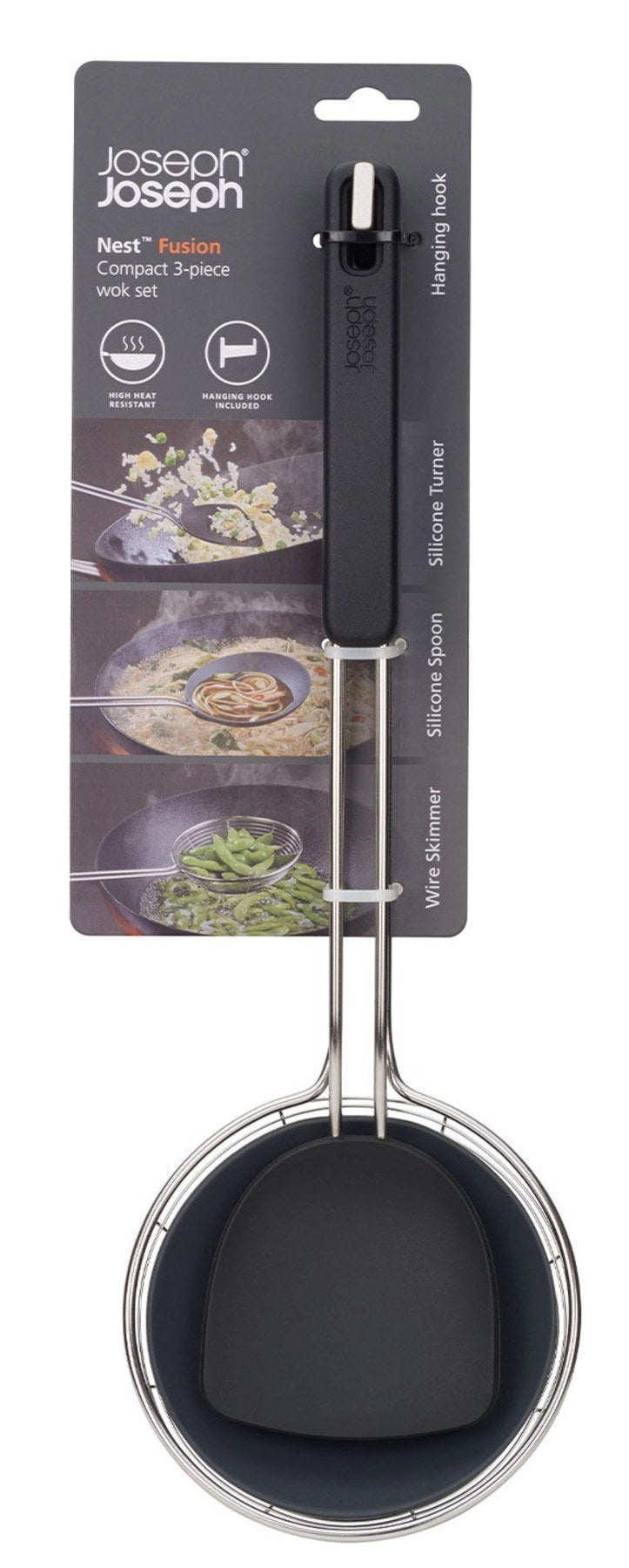 3er Set Nest Fusion Wok-Set in Schwarz präsentiert im Onlineshop von KAQTU Design AG. Kochbesteck ist von Joseph Joseph