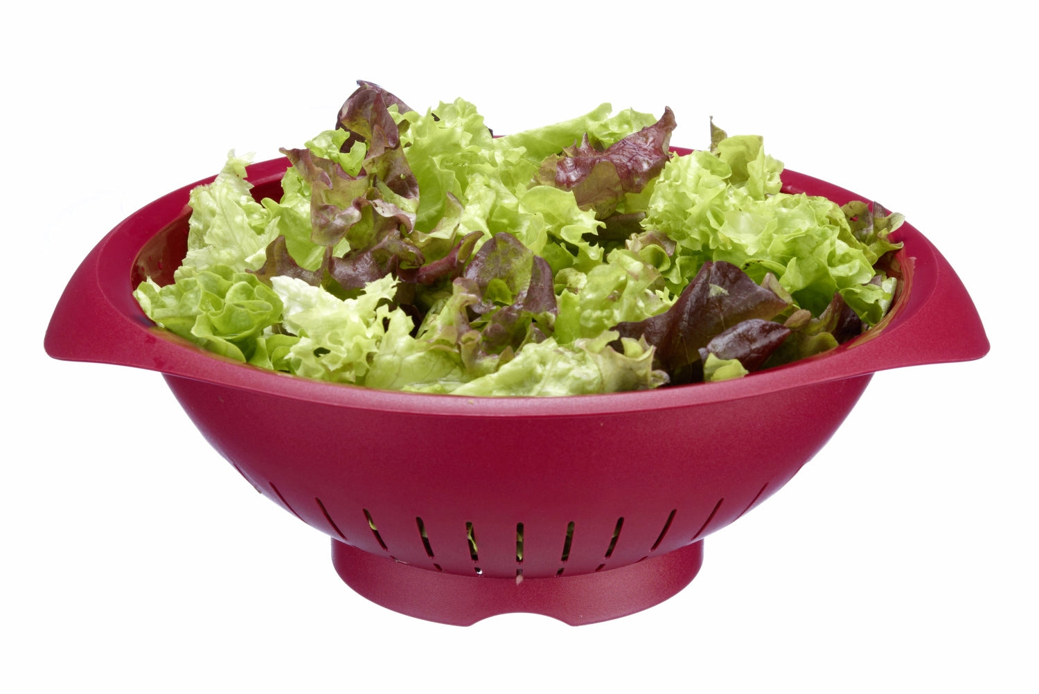 Rotfarbener Salat-Seiher von Westmark, Durchmesser 25 cm, ideal zum Abtropfen von Salat und Gemüse, Maße 28x31x11 cm.