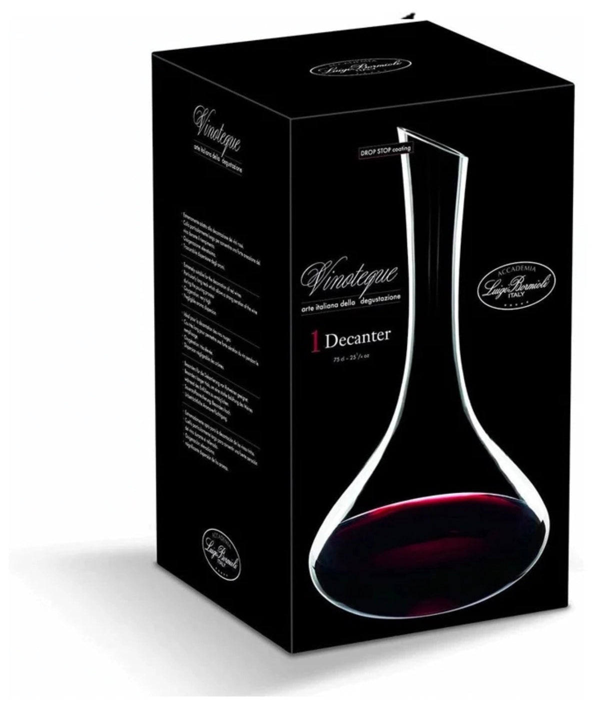 Weisser Dekanter Vinoteque 75cl von Bormioli Luigi, schlichte bauchige Form, Masse 20x20x28cm, für Wein geeignet.