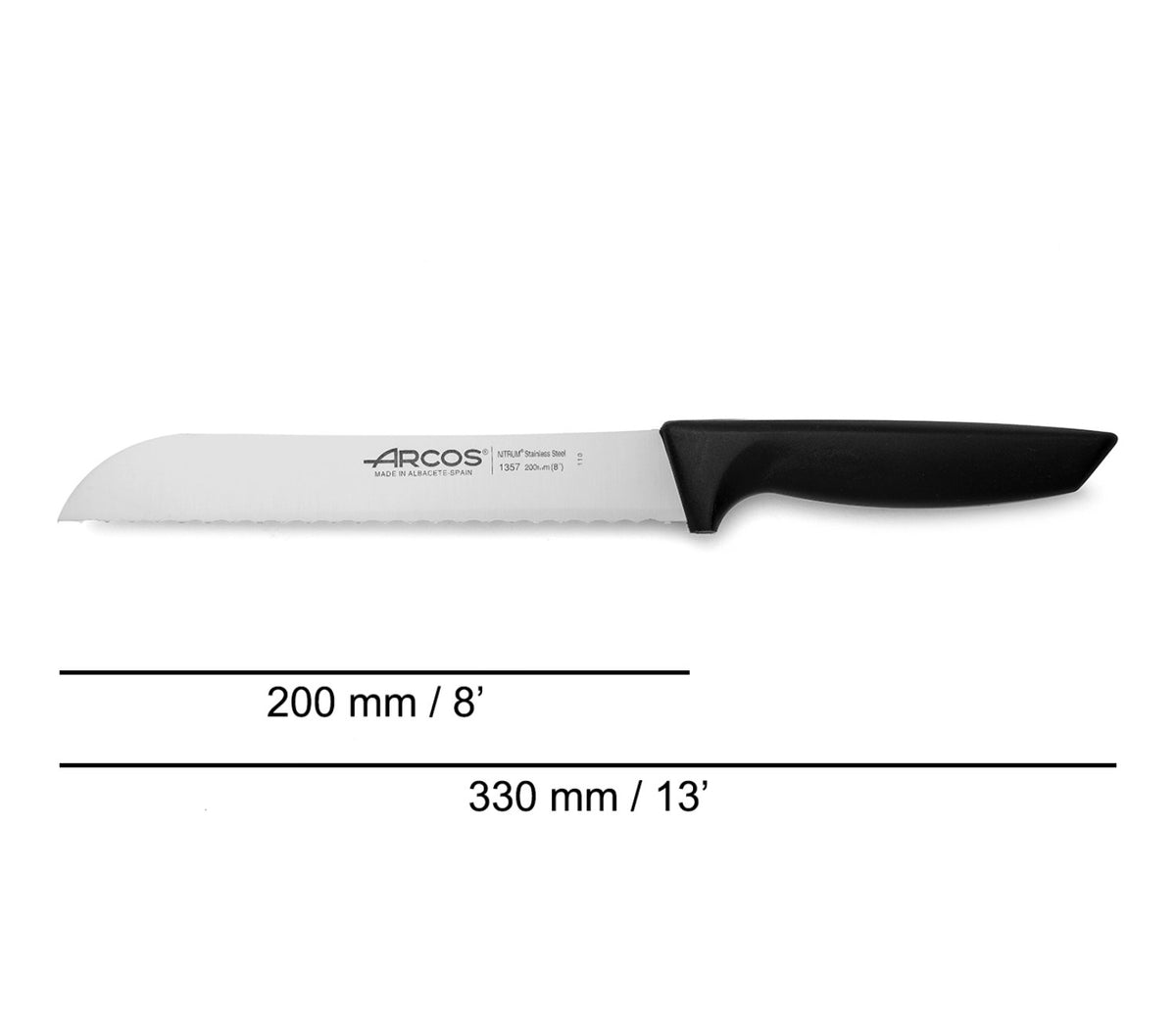 Niza Brotmesser mit Kunststoffgriff Klinge 20cm in Schwarz präsentiert im Onlineshop von KAQTU Design AG. Küchenmesser ist von Arcos