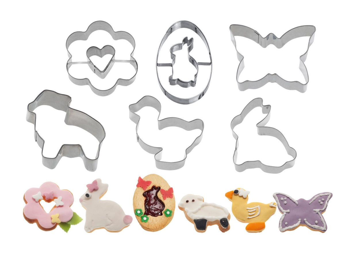 6-tlg. Set Ausstechform Ostern, Frühjahr in Silber präsentiert im Onlineshop von KAQTU Design AG. Ausstecher ist von Westmark