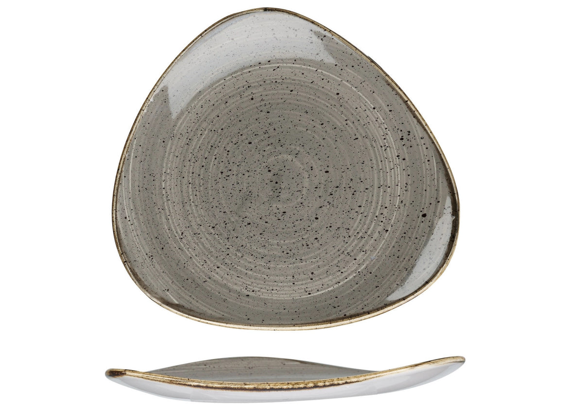 Stonecast Peppercorn Grey Triangel Teller flach 22.9cm in Silber präsentiert im Onlineshop von KAQTU Design AG. Teller ist von Churchill