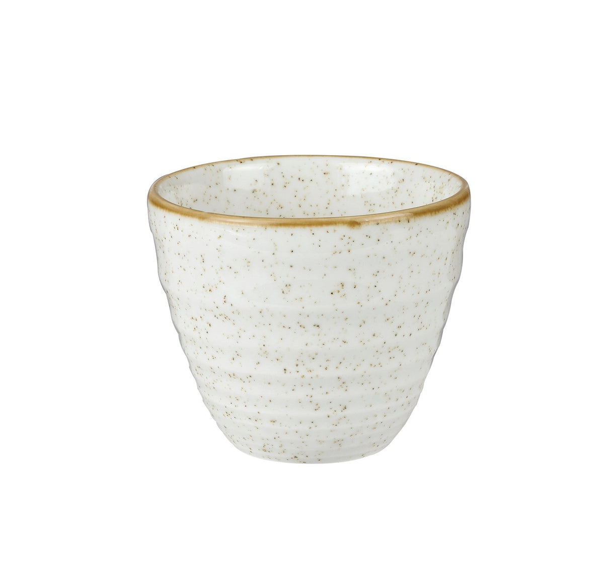 Weisser Churchill Stonecast Becher geriffelt aus Keramik/Porzellan/Steinzeug, 28cl Fassungsvermögen, rustikale handbemalte Oberfläche, Grösse 9.5x9.5x8.3cm