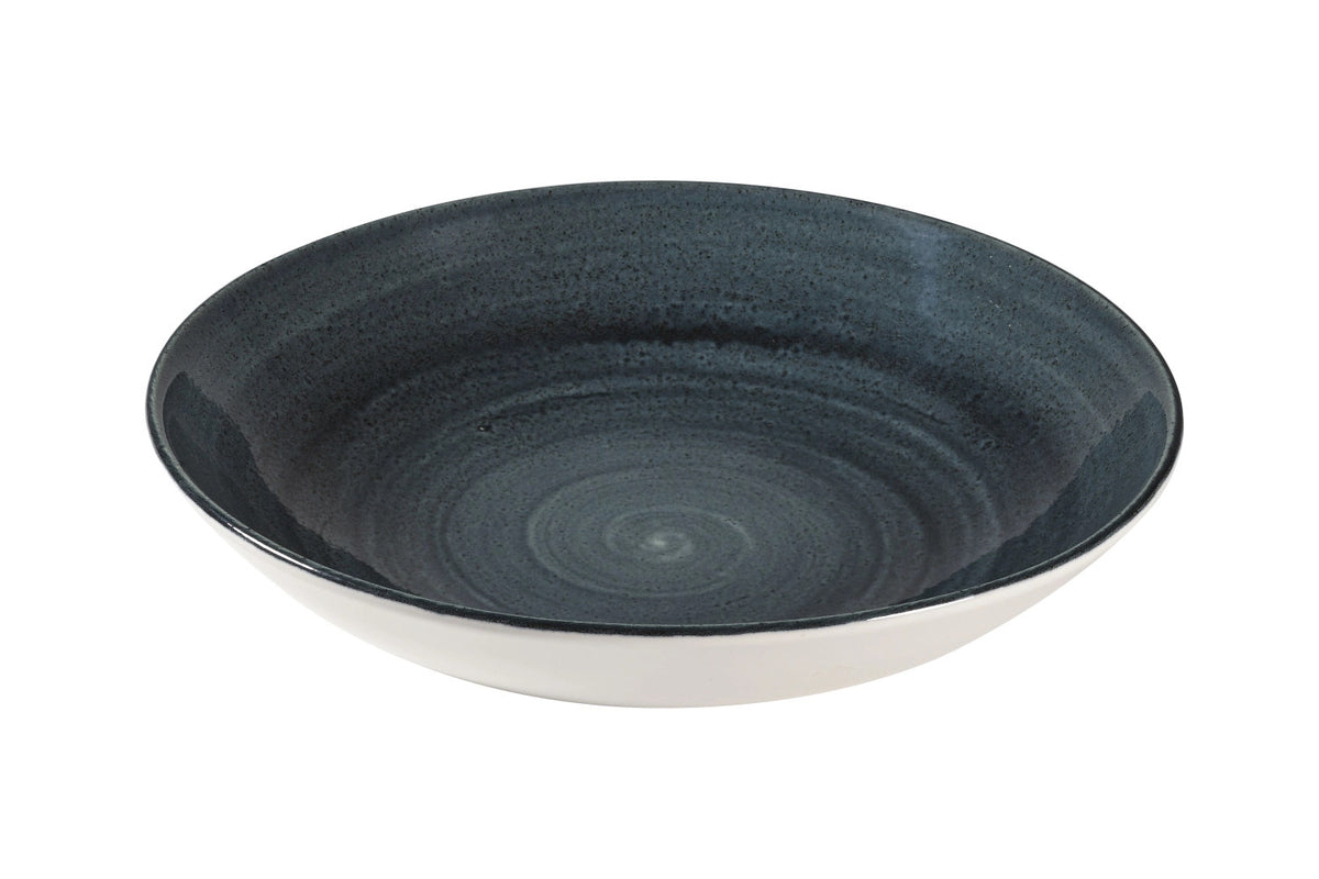 Tiefer blauer Coupe-Teller Stonecast Patina Rustic Teal aus Keramik von Churchill