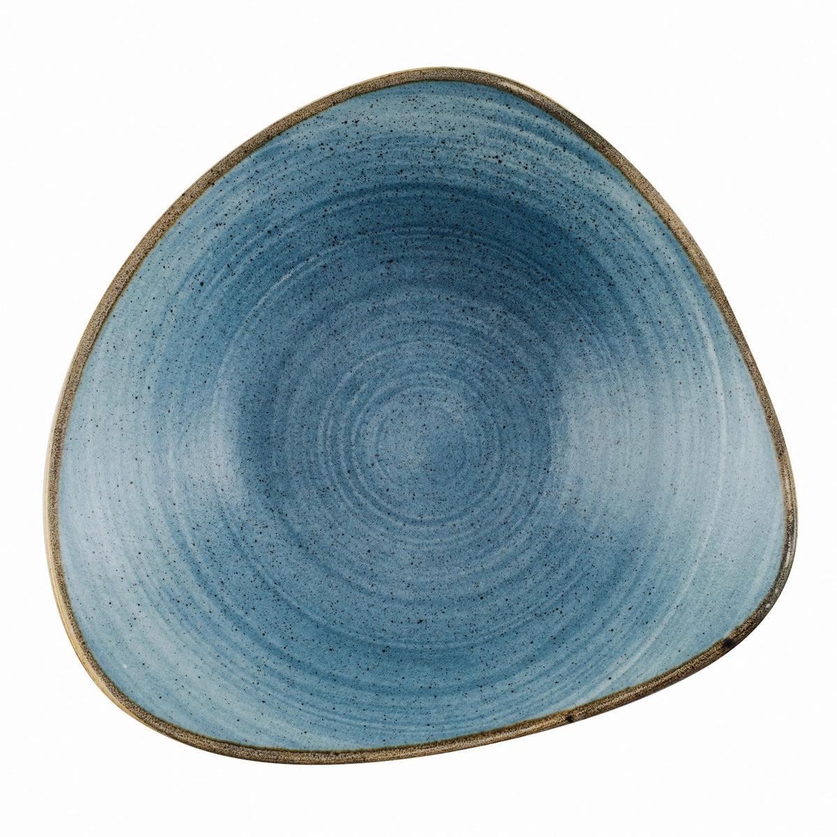 Blauer tiefer Teller Stonecast Raw Blue Triangel von Churchill, handbemalte Keramik