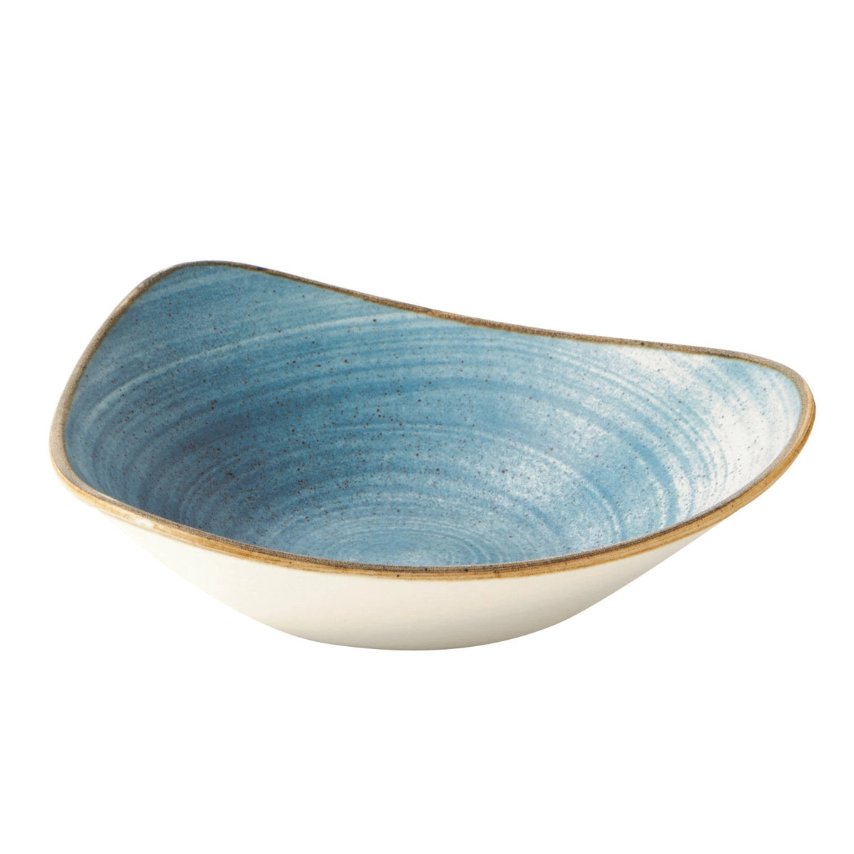 Blauer tiefer Teller Stonecast Raw Blue Triangel von Churchill, handbemalte Keramik