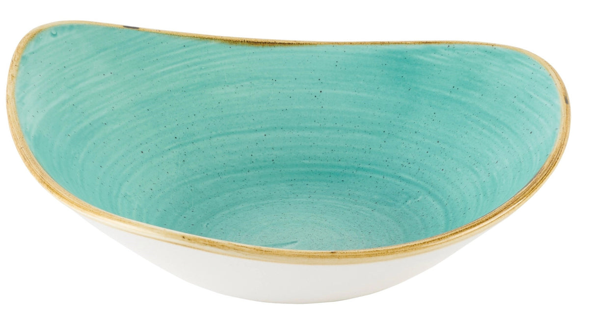 Blaue Triangel-Schüssel Stonecast Mint von Churchill aus Keramik mit handgemalter Verzierung