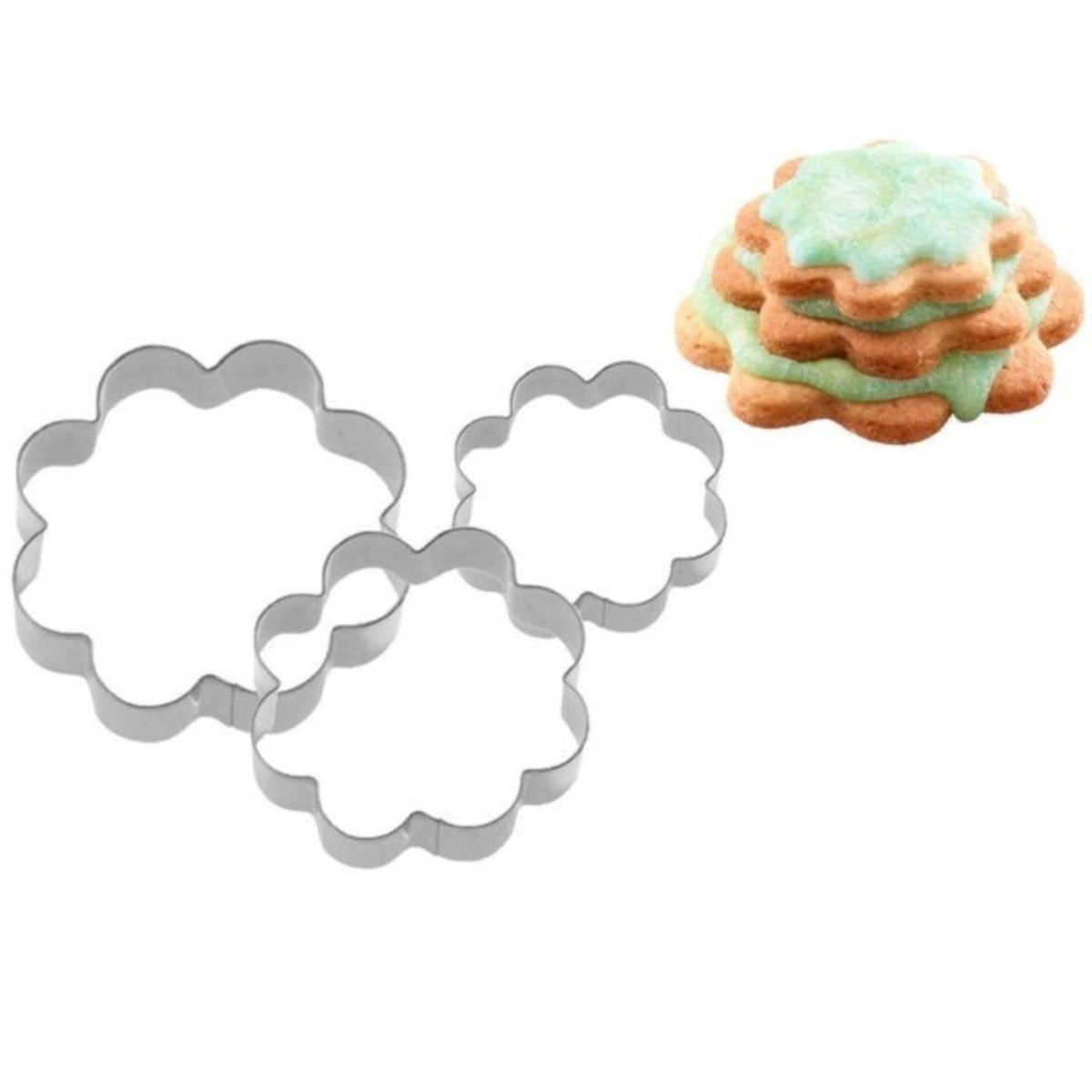 3 Stk. Terrassen-Ausstechformen Rosette, 4,5,6cm in Silber präsentiert im Onlineshop von KAQTU Design AG. Ausstecher ist von Westmark