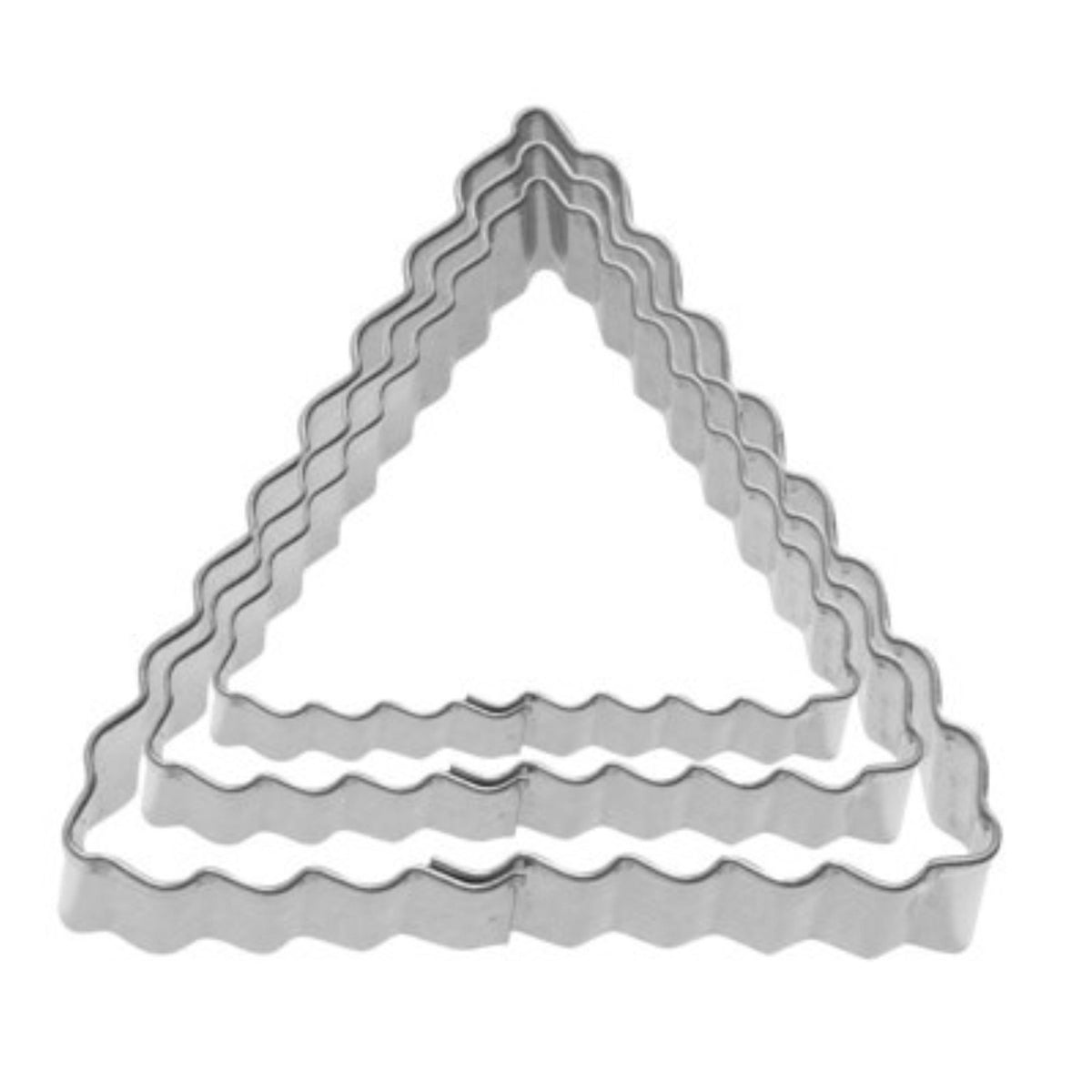3 Stk. Terrassen-Ausstechformen Dreieck gewellt, 4,5,6cm in Silber präsentiert im Onlineshop von KAQTU Design AG. Ausstecher ist von Westmark