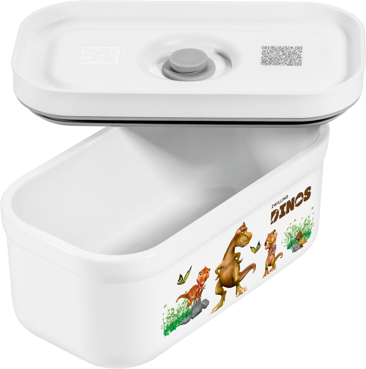 Vakuum-Lunchbox S, Kunststoff,Dino, 15.6x8.7x7.7 cm - 0.5L in Weiss präsentiert im Onlineshop von KAQTU Design AG. Snackbox ist von Zwilling Kitchen