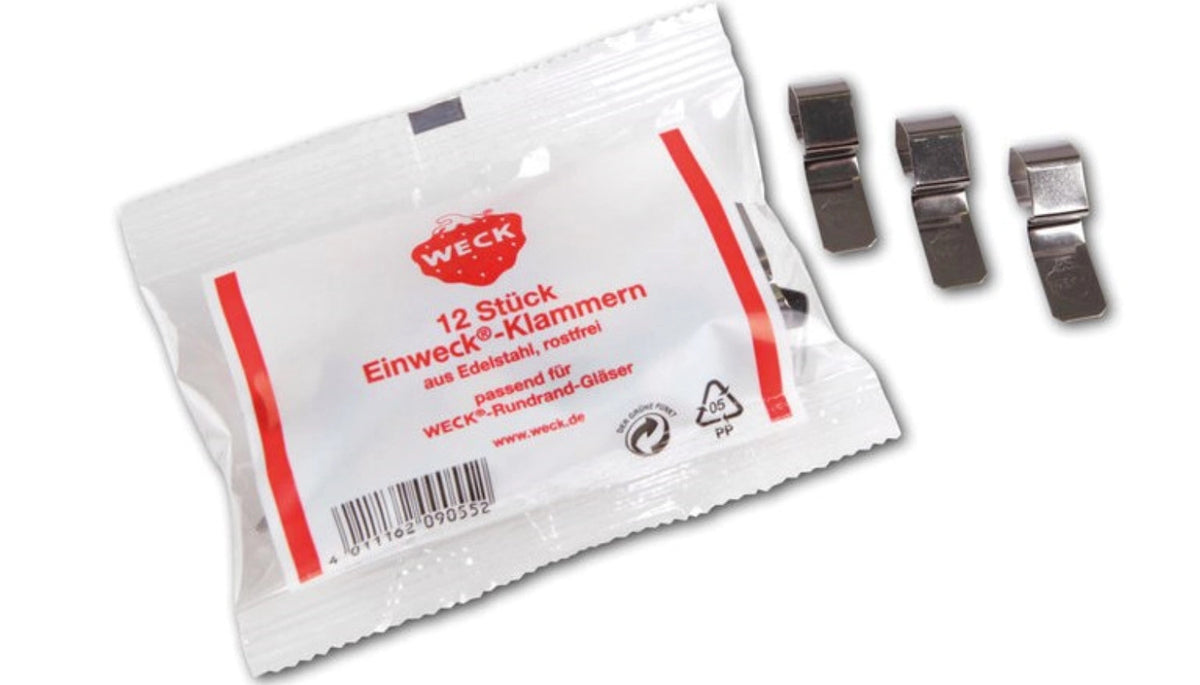 12 Stk. Einweck-Klammern in Silber präsentiert im Onlineshop von KAQTU Design AG. Zutaten ist von Weck