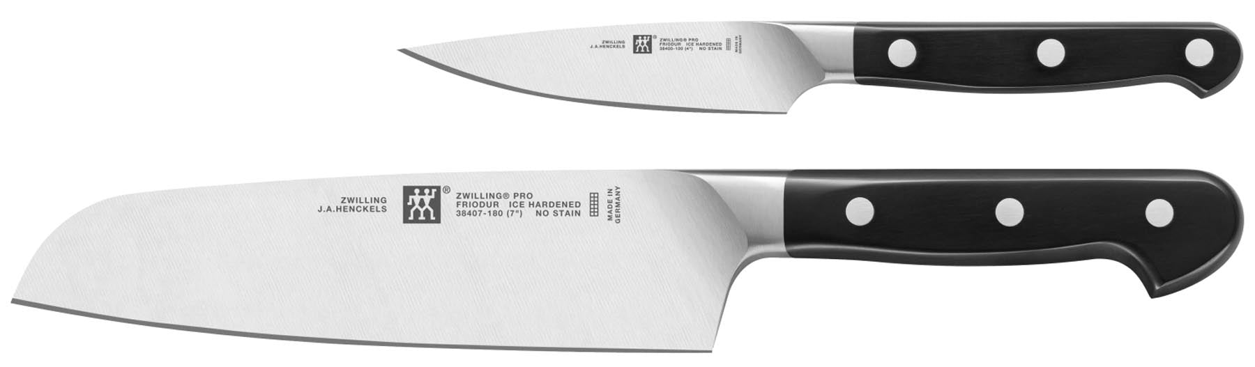 2tlg. Pro Messerset (Spick+Santokumesser) in Silber präsentiert im Onlineshop von KAQTU Design AG. Küchenmesser ist von Zwilling