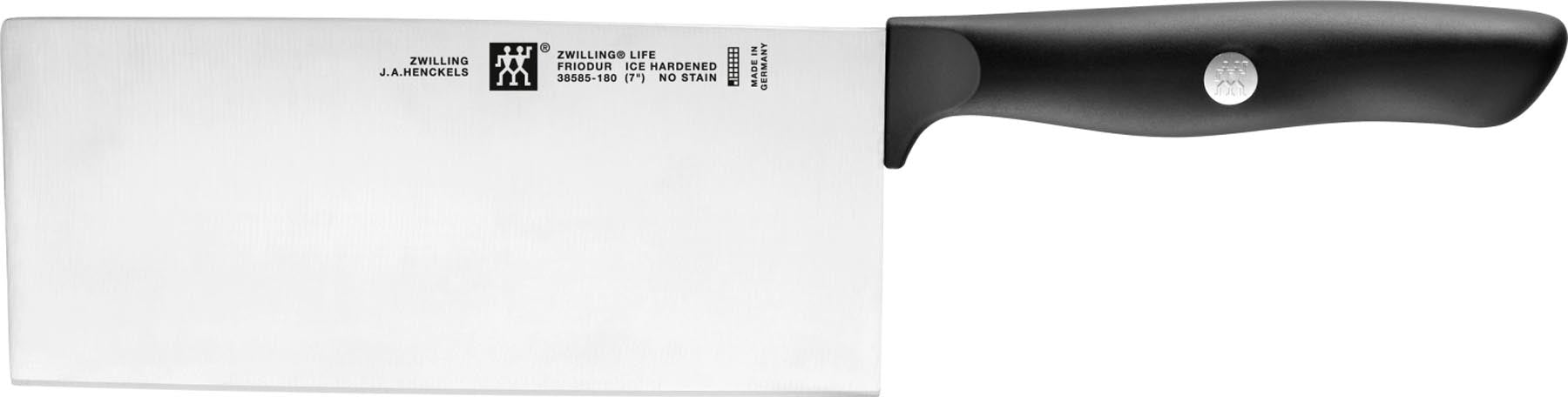 Hochwertiges 2-teiliges Life Messerset von Zwilling, bestehend aus einem chinesischen Messer und einem Schärfgerät, ideal für die moderne Küche.
