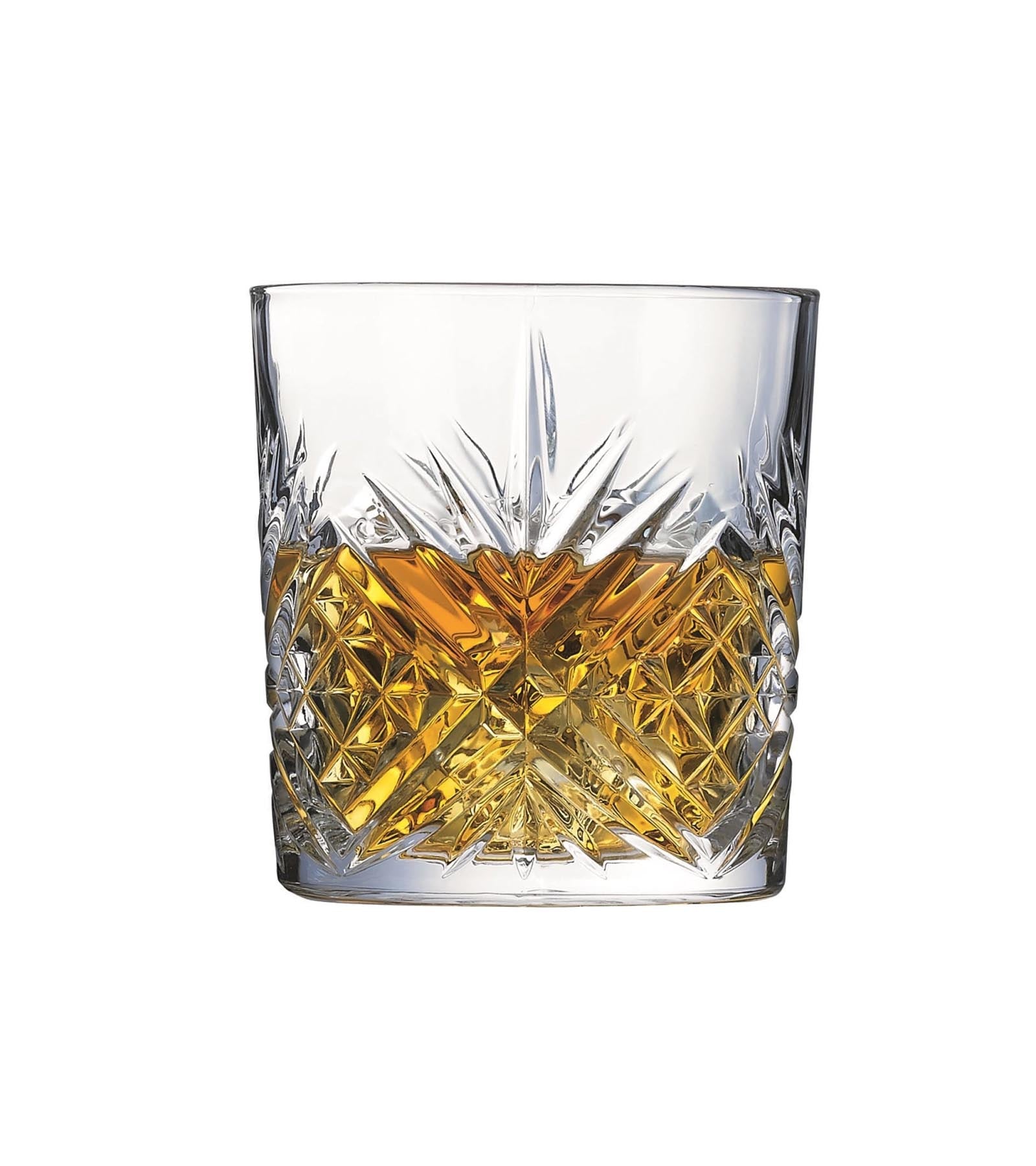 Eleganter Broadway O/F Becher (0,3 l) aus transparentem Glas von Arc, ideal für Whisky und besondere Anlässe, vereint modernes Design mit exzellenter Qualität.