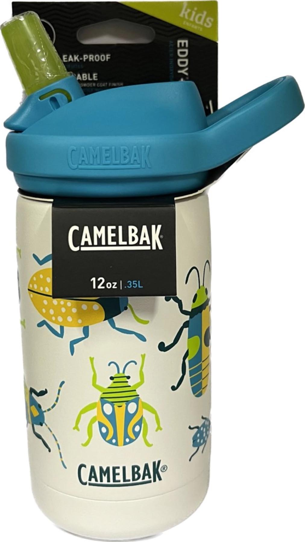 Farbenfrohe Trinkflasche Eddy+ Kids V.I. Bottle 0.35l bugsi von Camelbak, designed für Kinder – robust, auslaufsicher und ideal für aktive Tage.