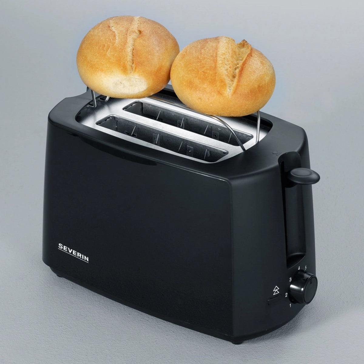 Toaster für 2 Scheiben 19x31x19cm 700W schwarz in Schwarz präsentiert im Onlineshop von KAQTU Design AG. Toaster ist von Severin