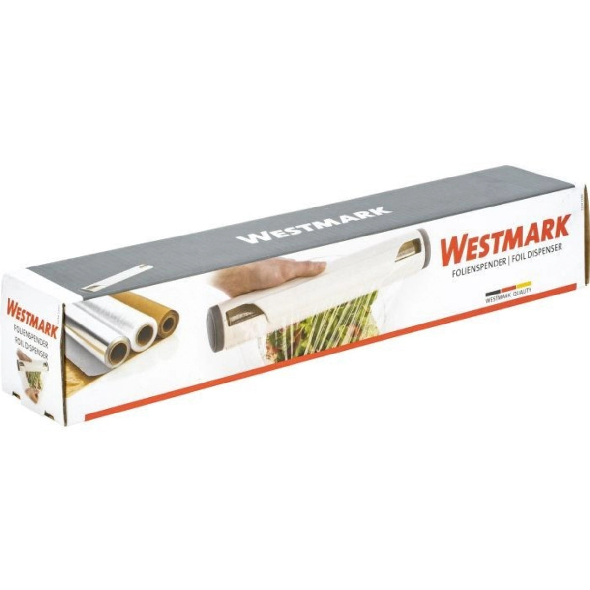 Folienspender, 33.5x6.5x6.5cm in Weiss präsentiert im Onlineshop von KAQTU Design AG. Küchenhelfer ist von Westmark
