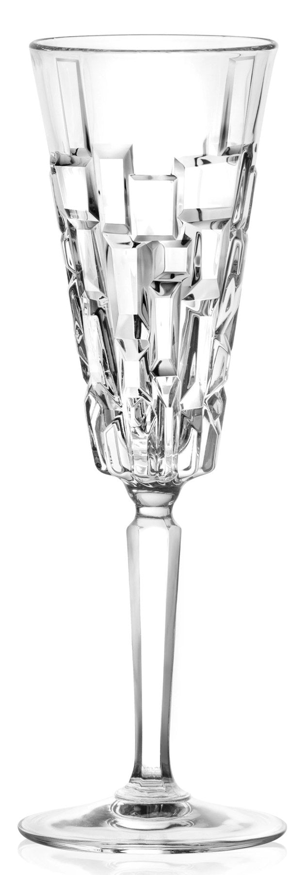 6er Set Etna Flute von RCR aus transparentem Glas, schlanke Champagner-Flute-Form, Ø7.6 cm, Höhe 22.4 cm, Volumen 19 cl